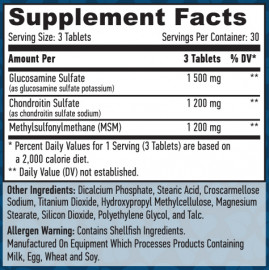 Ultimate Glucosamine Chondroitin & MSM 90 Tabs Facts