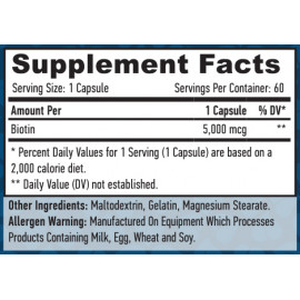 Biotin 5,000 mcg. - 60 Caps.