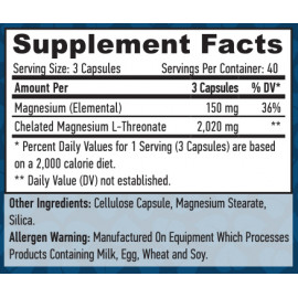 Magnesium L-Threonate 120 VCaps Facts